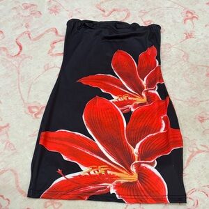 Floral Black and Red Women's Dress